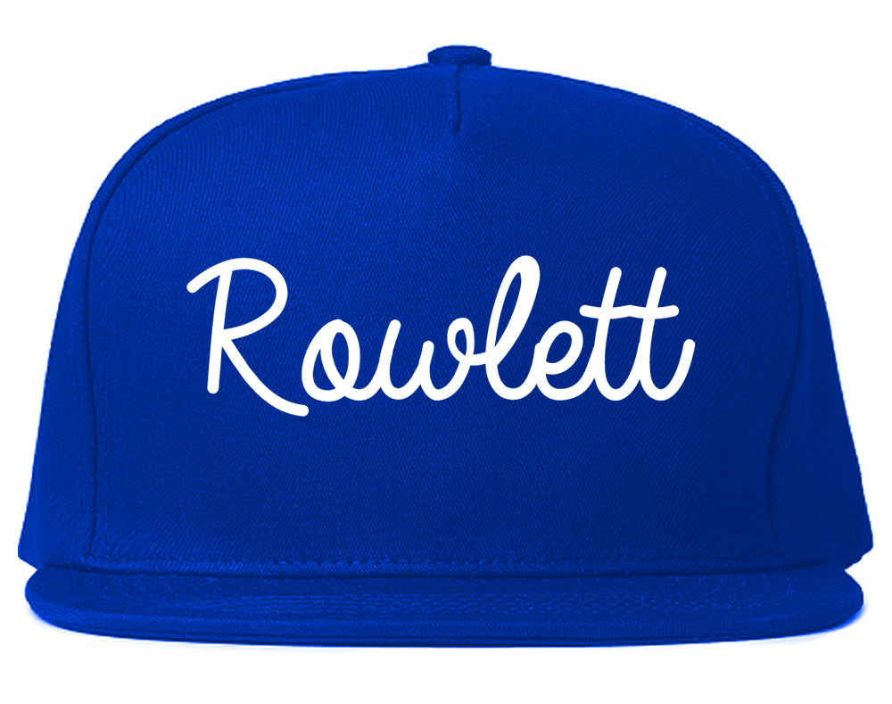 Rowlett Texas TX Script Mens Snapback Hat Royal Blue
