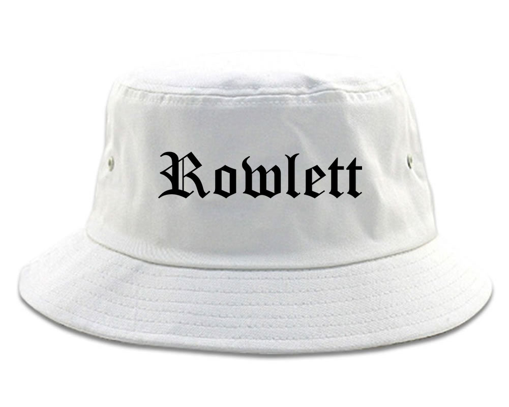 Rowlett Texas TX Old English Mens Bucket Hat White