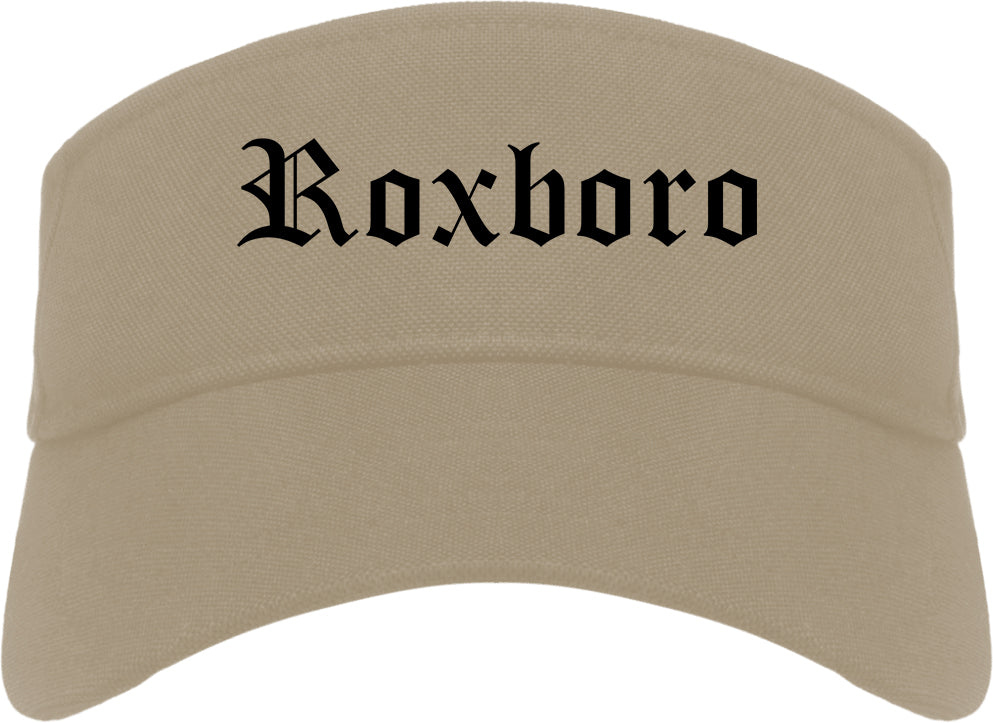 Roxboro North Carolina NC Old English Mens Visor Cap Hat Khaki