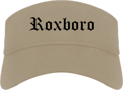 Roxboro North Carolina NC Old English Mens Visor Cap Hat Khaki