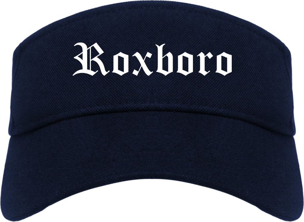Roxboro North Carolina NC Old English Mens Visor Cap Hat Navy Blue