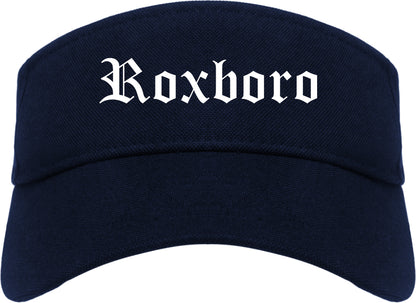 Roxboro North Carolina NC Old English Mens Visor Cap Hat Navy Blue