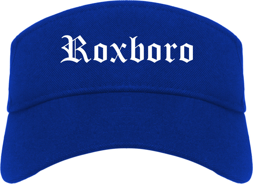 Roxboro North Carolina NC Old English Mens Visor Cap Hat Royal Blue