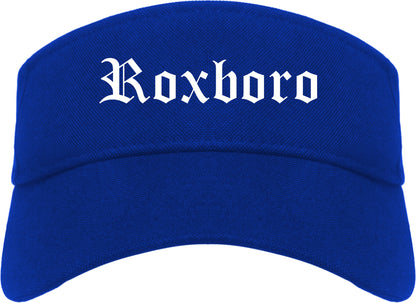 Roxboro North Carolina NC Old English Mens Visor Cap Hat Royal Blue