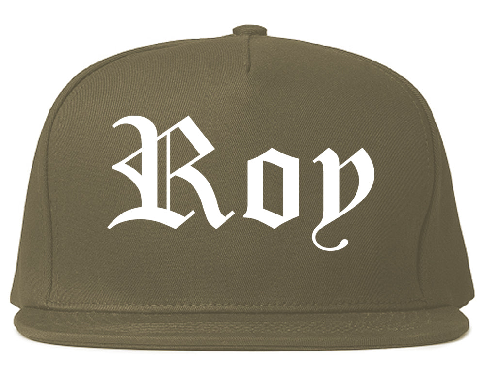 Roy Utah UT Old English Mens Snapback Hat Grey
