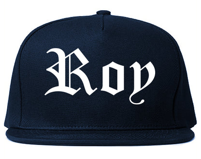 Roy Utah UT Old English Mens Snapback Hat Navy Blue