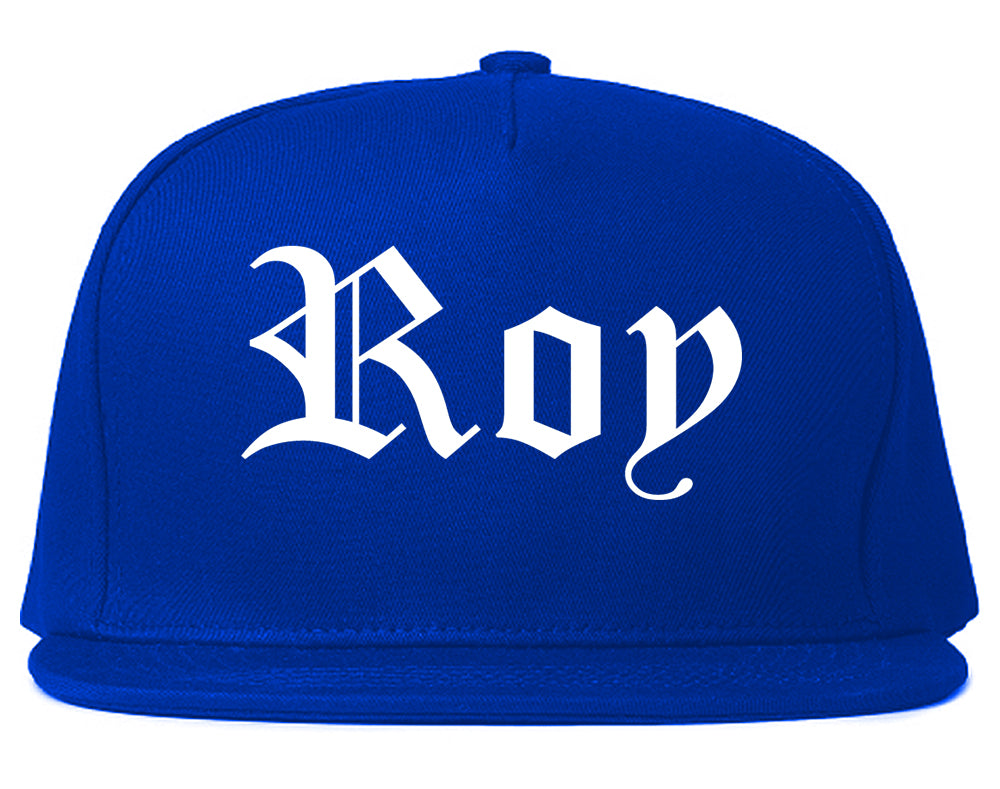 Roy Utah UT Old English Mens Snapback Hat Royal Blue