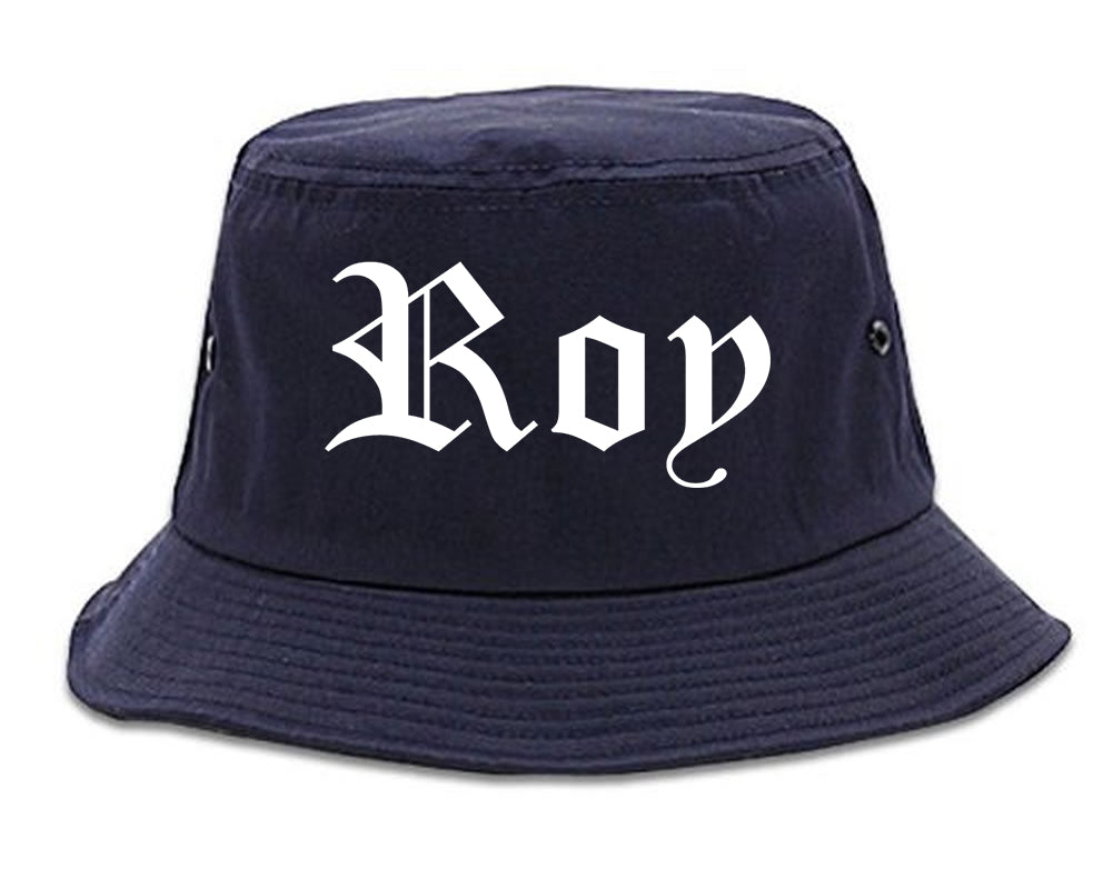 Roy Utah UT Old English Mens Bucket Hat Navy Blue