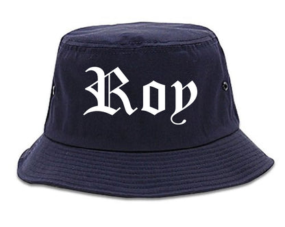 Roy Utah UT Old English Mens Bucket Hat Navy Blue