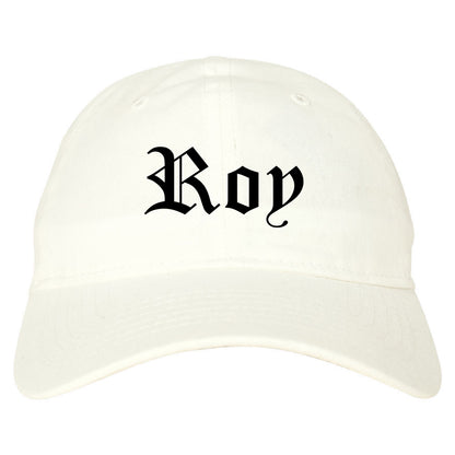 Roy Utah UT Old English Mens Dad Hat Baseball Cap White