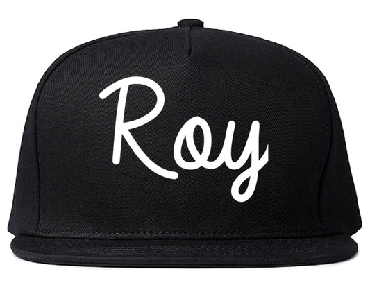 Roy Utah UT Script Mens Snapback Hat Black