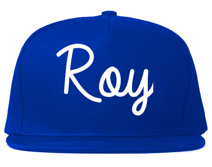 Roy Utah UT Script Mens Snapback Hat Royal Blue