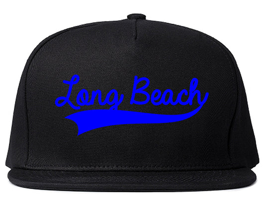 Royal Blue Long Beach Varsity Logo Mens Snapback Hat Black
