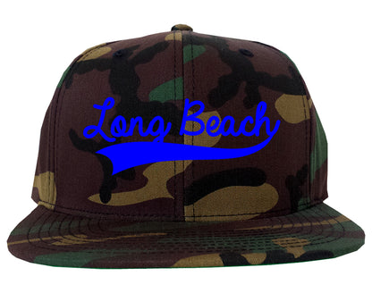 Royal Blue Long Beach Varsity Logo Mens Snapback Hat Camo