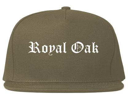 Royal Oak Michigan MI Old English Mens Snapback Hat Grey