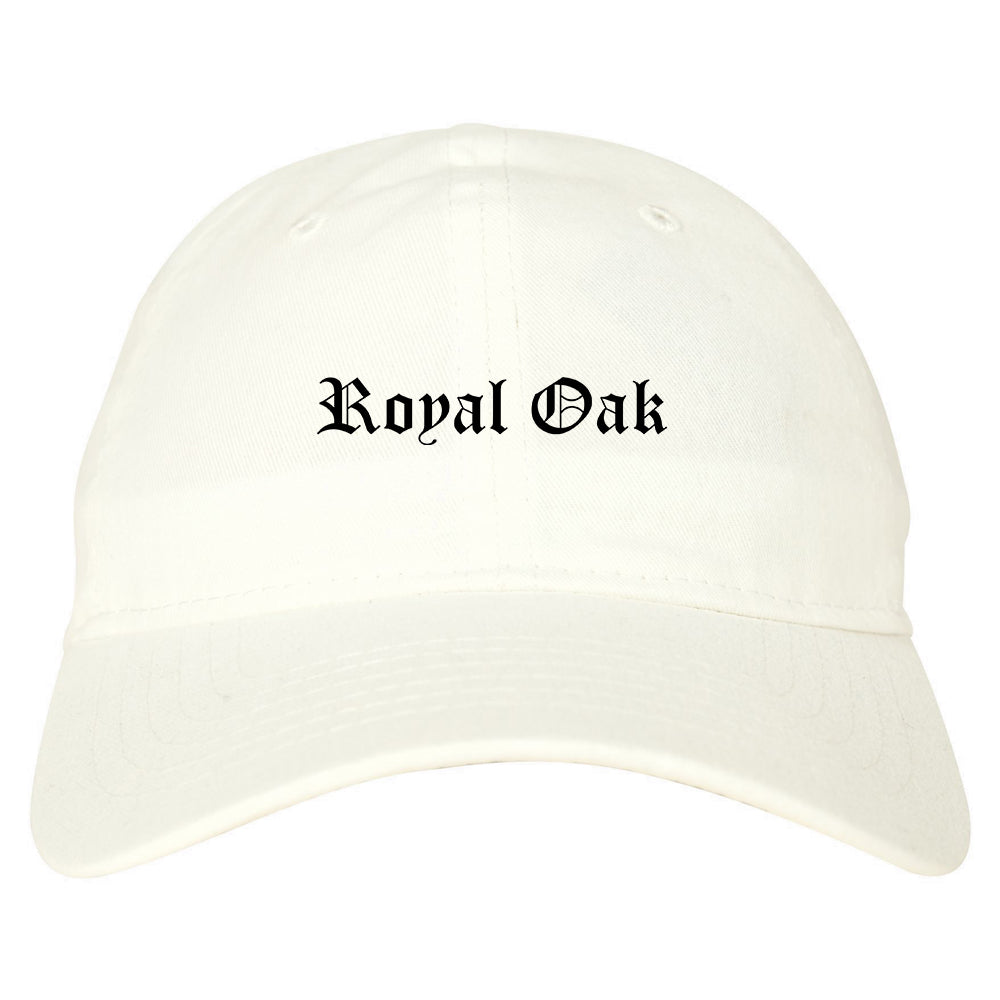 Royal Oak Michigan MI Old English Mens Dad Hat Baseball Cap White
