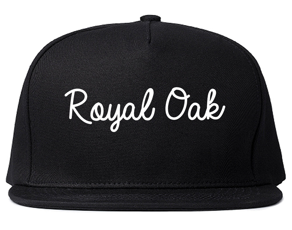 Royal Oak Michigan MI Script Mens Snapback Hat Black