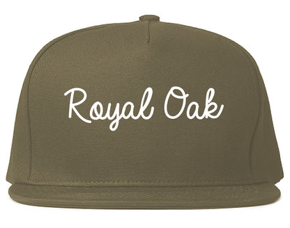 Royal Oak Michigan MI Script Mens Snapback Hat Grey