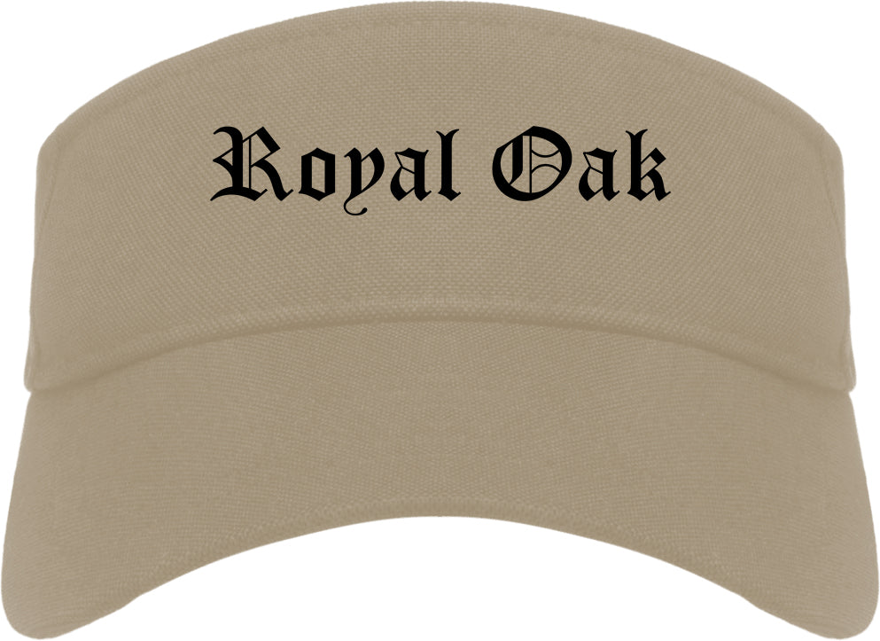 Royal Oak Michigan MI Old English Mens Visor Cap Hat Khaki
