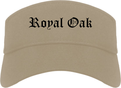 Royal Oak Michigan MI Old English Mens Visor Cap Hat Khaki