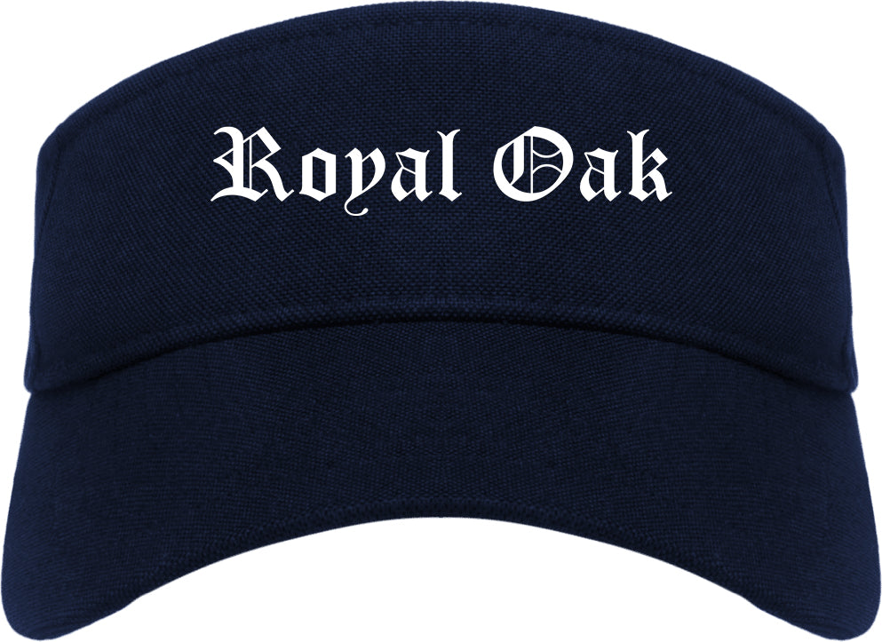 Royal Oak Michigan MI Old English Mens Visor Cap Hat Navy Blue