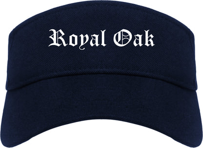 Royal Oak Michigan MI Old English Mens Visor Cap Hat Navy Blue