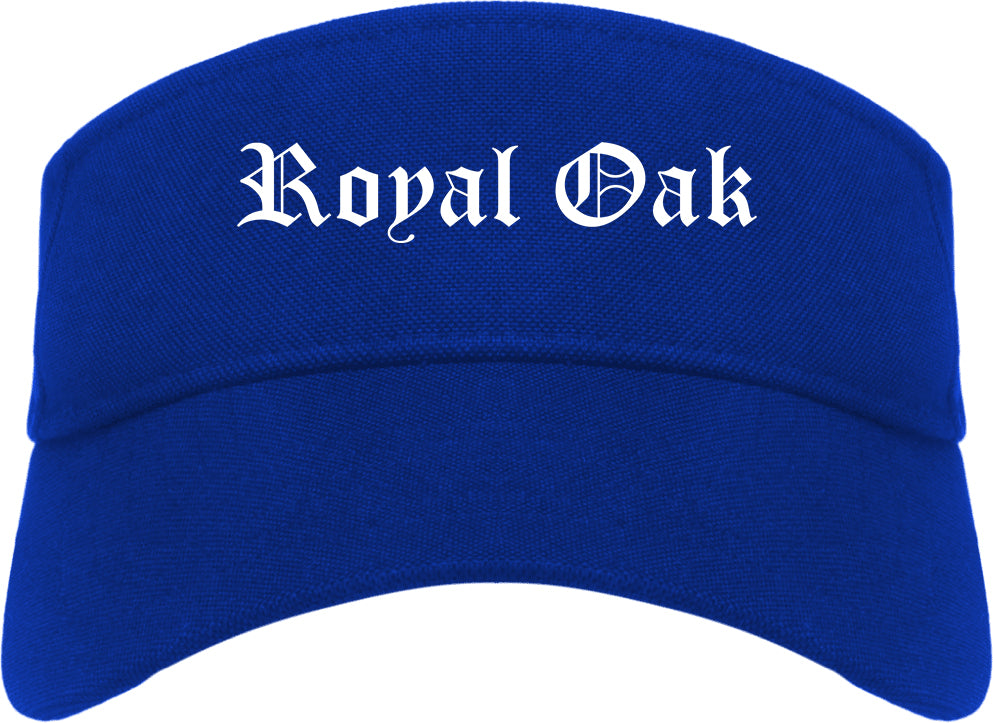Royal Oak Michigan MI Old English Mens Visor Cap Hat Royal Blue