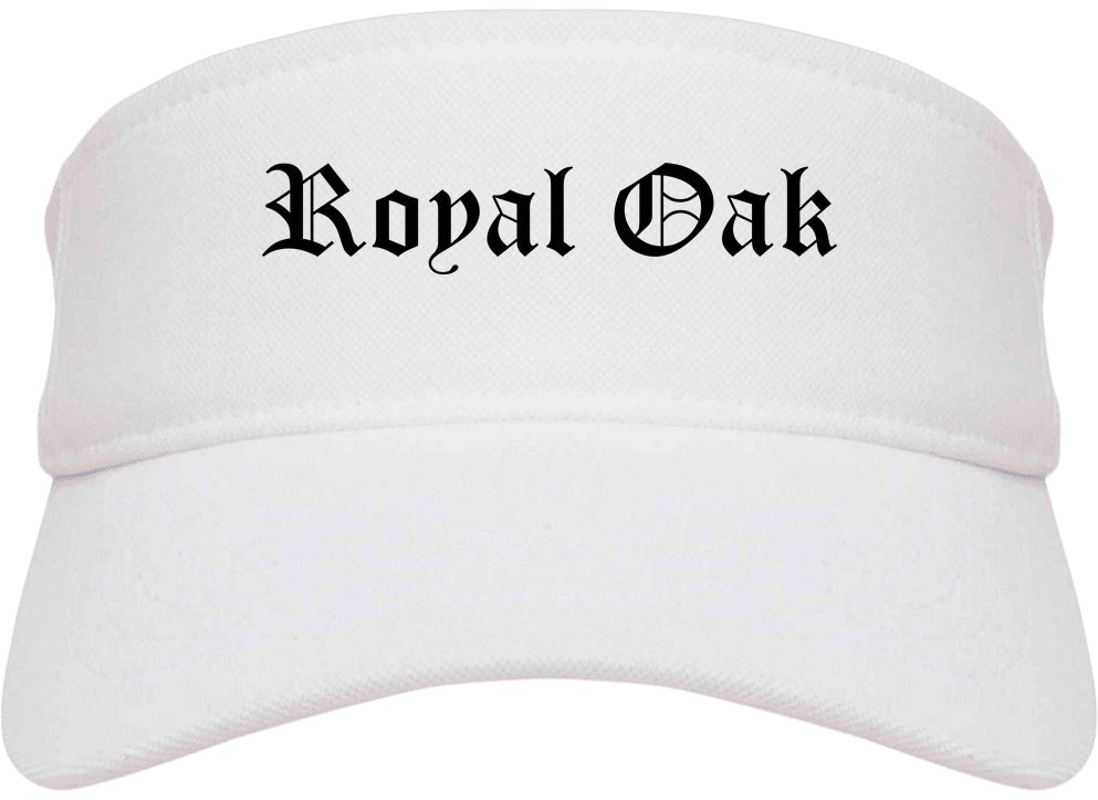 Royal Oak Michigan MI Old English Mens Visor Cap Hat White