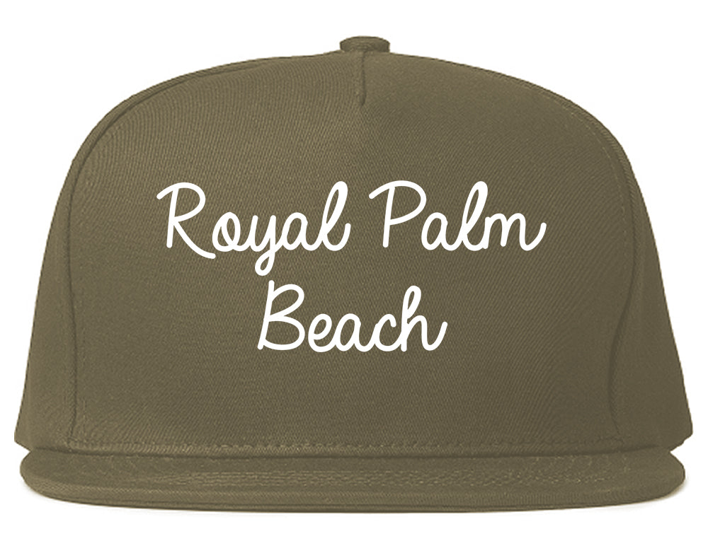 Royal Palm Beach Florida FL Script Mens Snapback Hat Grey