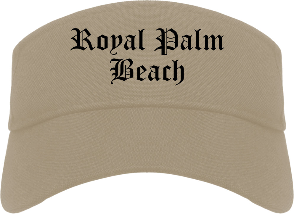 Royal Palm Beach Florida FL Old English Mens Visor Cap Hat Khaki