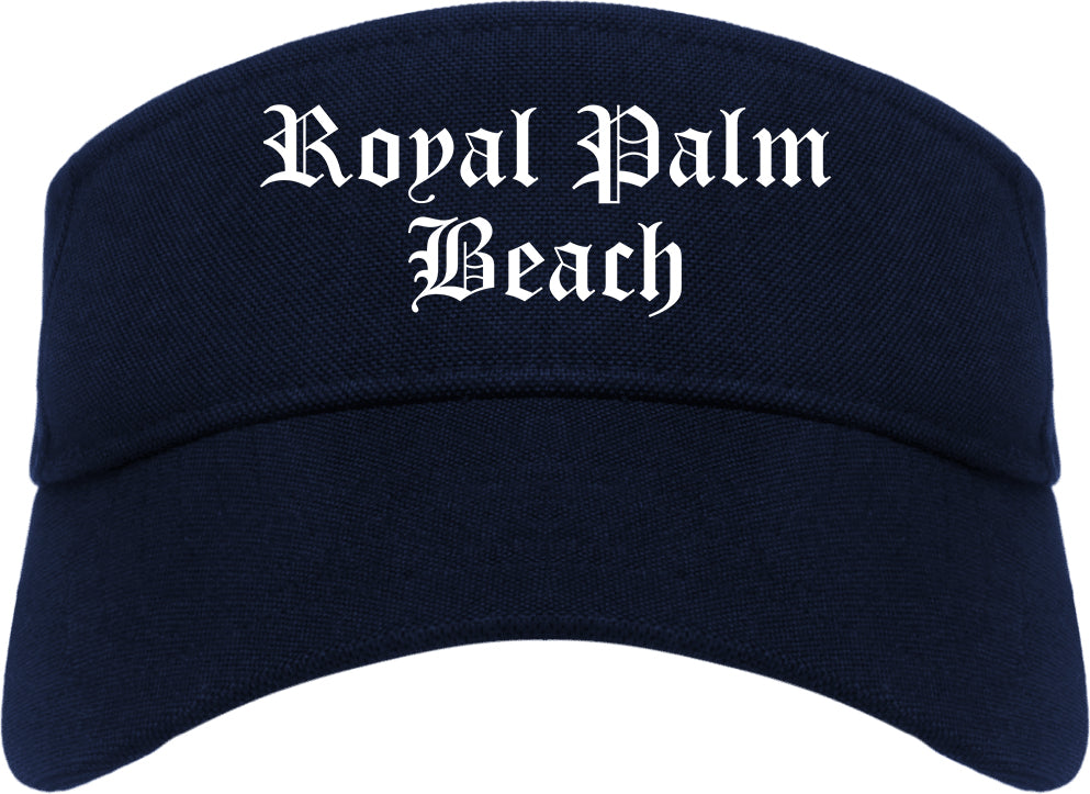 Royal Palm Beach Florida FL Old English Mens Visor Cap Hat Navy Blue