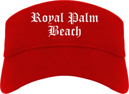 Royal Palm Beach Florida FL Old English Mens Visor Cap Hat Red