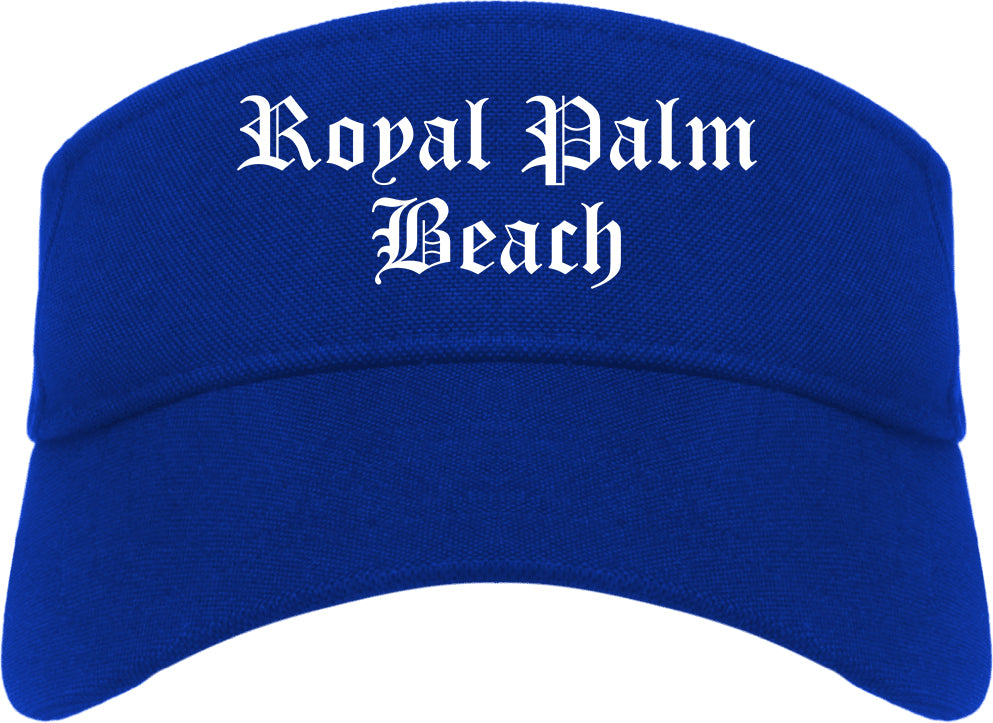 Royal Palm Beach Florida FL Old English Mens Visor Cap Hat Royal Blue