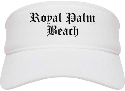 Royal Palm Beach Florida FL Old English Mens Visor Cap Hat White