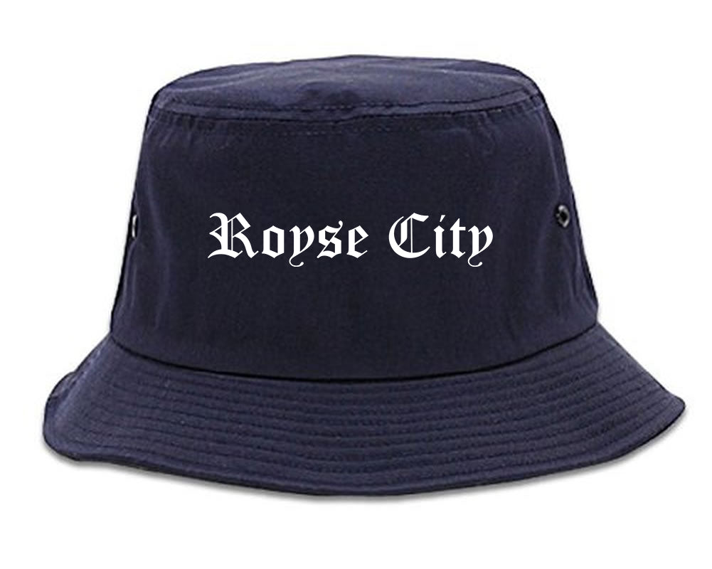 Royse City Texas TX Old English Mens Bucket Hat Navy Blue
