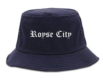 Royse City Texas TX Old English Mens Bucket Hat Navy Blue