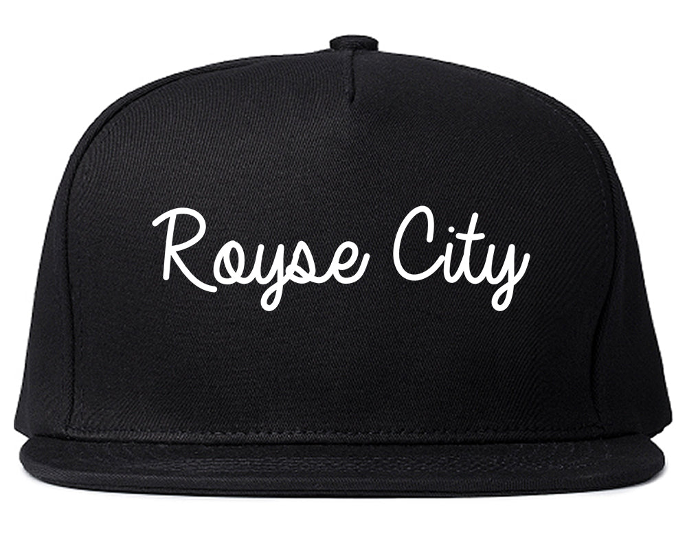 Royse City Texas TX Script Mens Snapback Hat Black