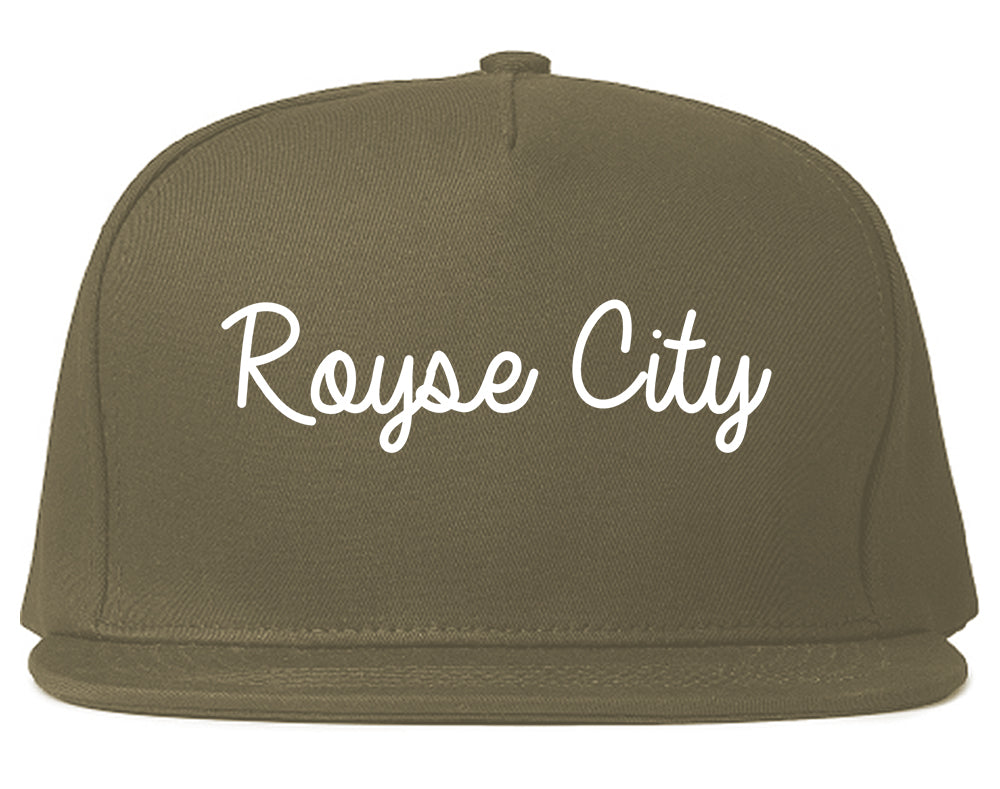Royse City Texas TX Script Mens Snapback Hat Grey