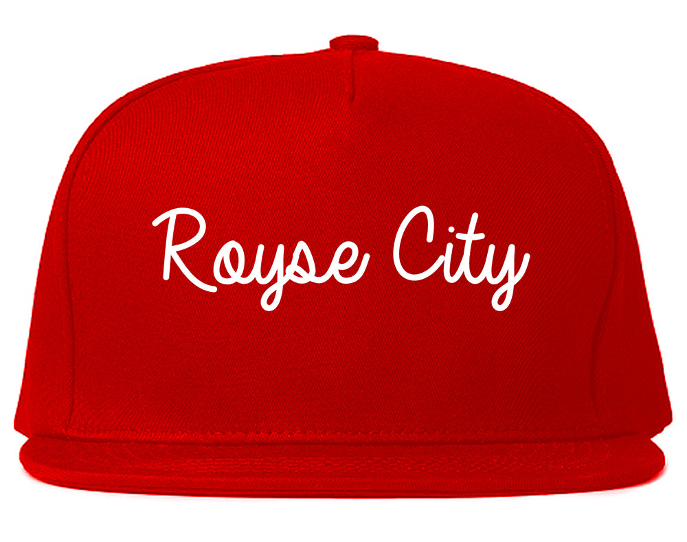 Royse City Texas TX Script Mens Snapback Hat Red