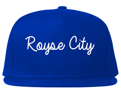 Royse City Texas TX Script Mens Snapback Hat Royal Blue