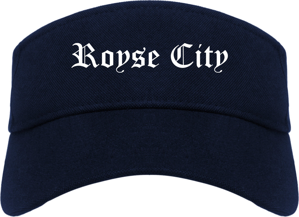 Royse City Texas TX Old English Mens Visor Cap Hat Navy Blue