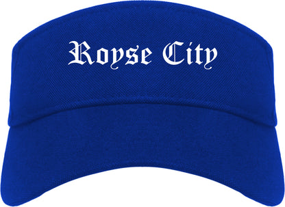 Royse City Texas TX Old English Mens Visor Cap Hat Royal Blue