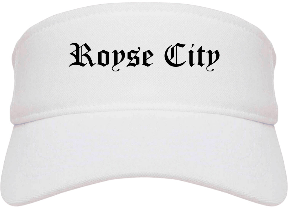 Royse City Texas TX Old English Mens Visor Cap Hat White