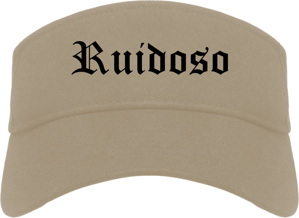 Ruidoso New Mexico NM Old English Mens Visor Cap Hat Khaki