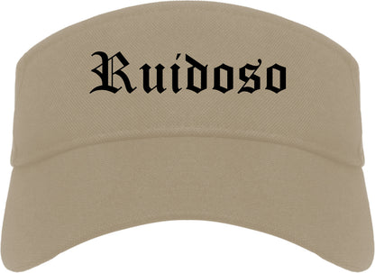 Ruidoso New Mexico NM Old English Mens Visor Cap Hat Khaki