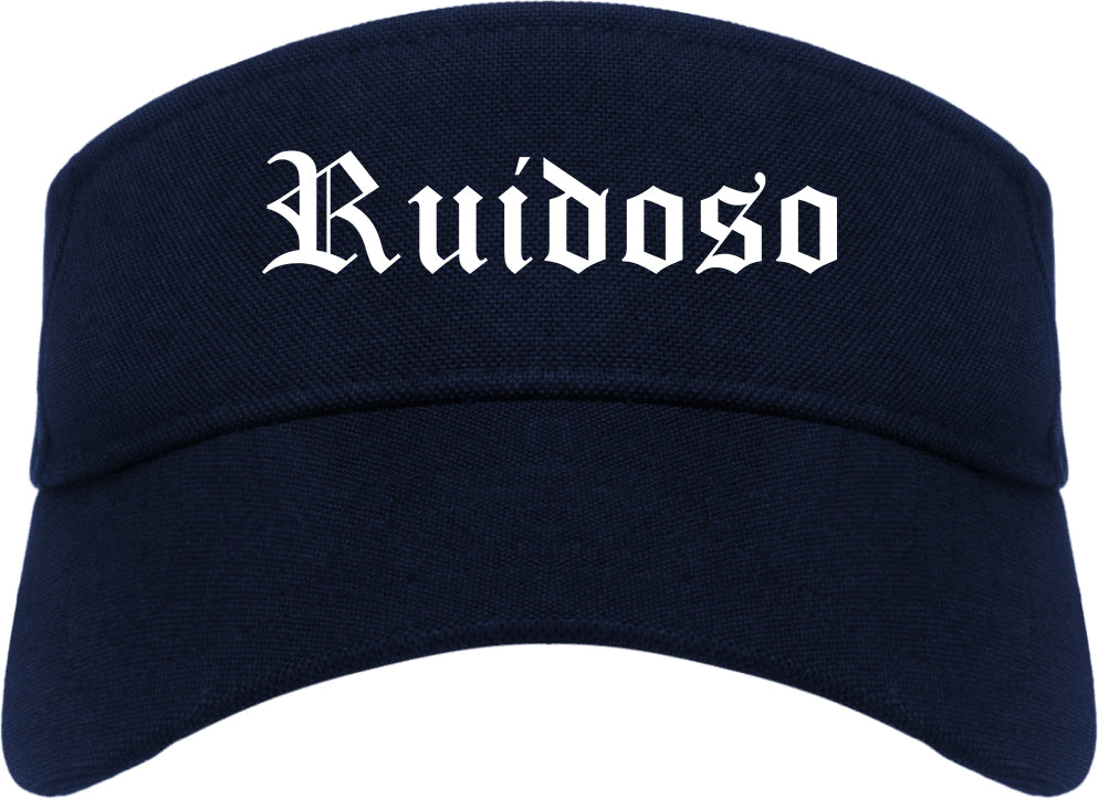 Ruidoso New Mexico NM Old English Mens Visor Cap Hat Navy Blue