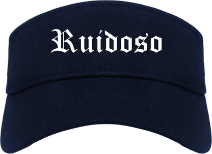 Ruidoso New Mexico NM Old English Mens Visor Cap Hat Navy Blue