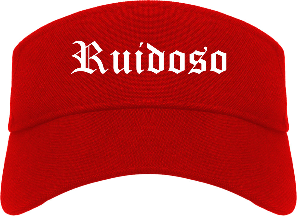 Ruidoso New Mexico NM Old English Mens Visor Cap Hat Red