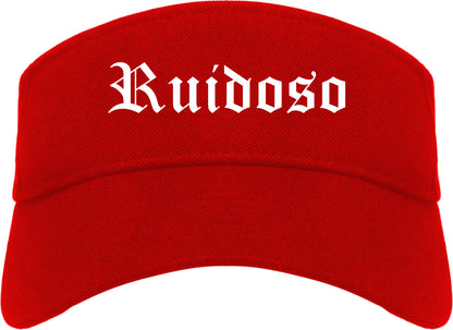 Ruidoso New Mexico NM Old English Mens Visor Cap Hat Red