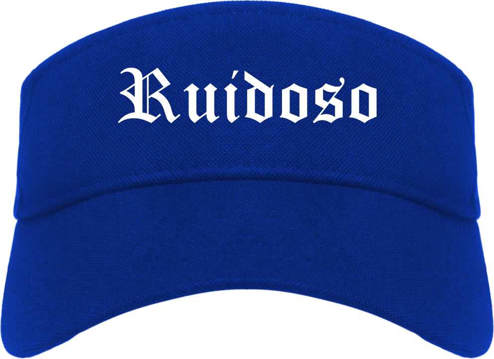 Ruidoso New Mexico NM Old English Mens Visor Cap Hat Royal Blue
